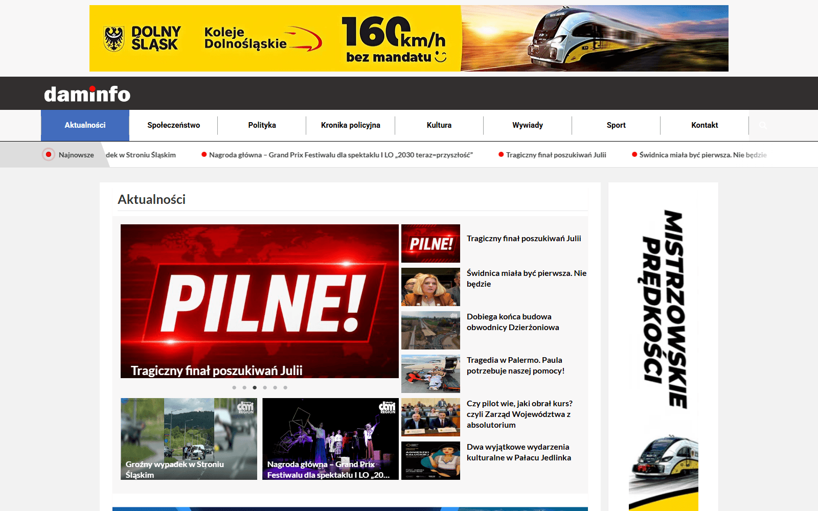 Daminfo website — regional news portal after the WordPress migration