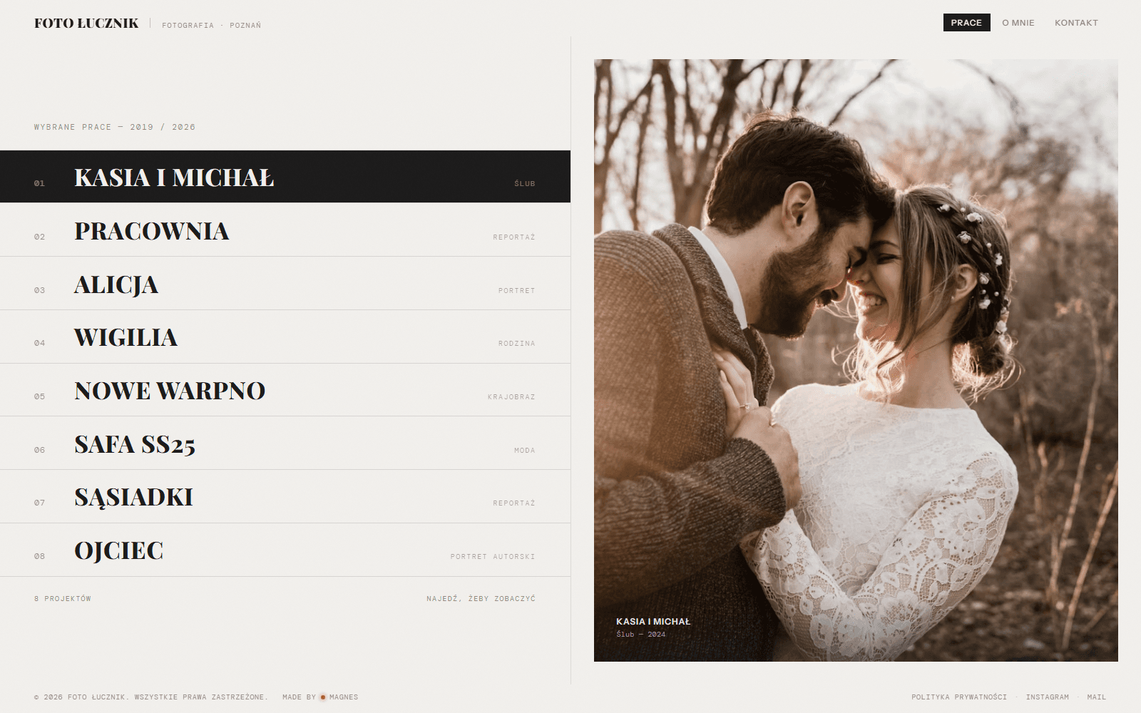 Foto Łucznik website — wedding session gallery